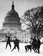 Snowball Fight on the U.S. Capitol Grounds, ca. 1922 - 16x20-inch Photographic Print from the Library of Congress Collection