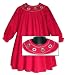Rare Editions Girls 2T-6X RED WREATH EMBROIDERED SMOCKED BISHOP Special Occasion Christmas Holiday Party Dress