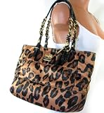 Coach Madison Ocelot Leopard Animal Print East West Gallery Bag Purse Brown Reviewed