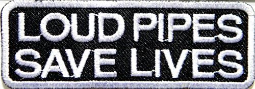 LOUD PIPES SAVE LIVES Funny Motorcycles Outlaw Hog MC Biker Rider Hippie Punk Rock Jacket T-shirt Patch Sew Iron on Embroidered Sign Badge