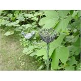 Verdigris Birds Nest Bird themed wired candle holder and garden stake