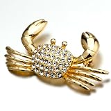 Pugster Yellow Crab Swarovski Crystal Animal Brooch Pin