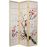 Japanese Room Divider - 6ft. Sakura Blossom Shoji Folding Screen - Choose from 4 Colors 3, 4, or 6 Panels