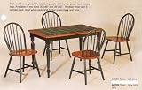 Set of Four Solid Wood Dark Oak & Green Windsor Chairs