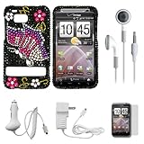 Full Diamond Black Case with Rainbow Butterfly Design Rhinestone Diamante 2 ....