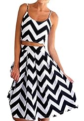 Sexy Chevron Print Cotton Spaghetti Strap Bubble Dress Club Dress 