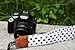 Nine States Top Quality Soft Cotton Polka Dots Print Universal Adjustable Camera Camcorder Shoulder Neck Strap Belt with Harness Adapter Fits for DSLR Camera Nikon Canon Panasonic Sony Samsung Olymplus Fujifilm (White)(AR-005 Series)