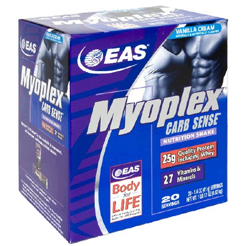 EAS Myoplex Carb Sense Nutrition Shake, Vanilla Cream, 1.4 Ounce Packet (Pack of 20) by EAS