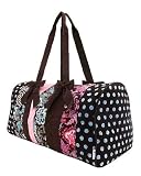 SALE! 50% OFF! Belvlah Quilted Patchwork Large Duffle Bag - Blue/Brown (21x12x11)