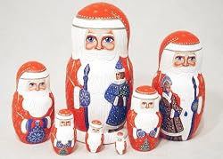 Carved Santa Russian Nesting Doll 7pc./8"