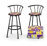 Set of 2 Los Angeles Lakers Basketball Black Metal 24" Swivel Barstools