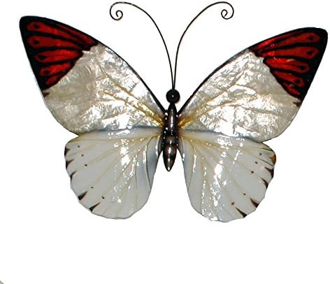 Small Wall Metal Art, Red Tipped Butterfly, This attractive, hand-painted work of art can be hung in nearly any setting either by itself or in groups. Dimensions:12 x 1 x 9 in.