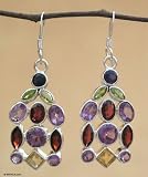 Amethyst and garnet earrings, 'Color Cascade'