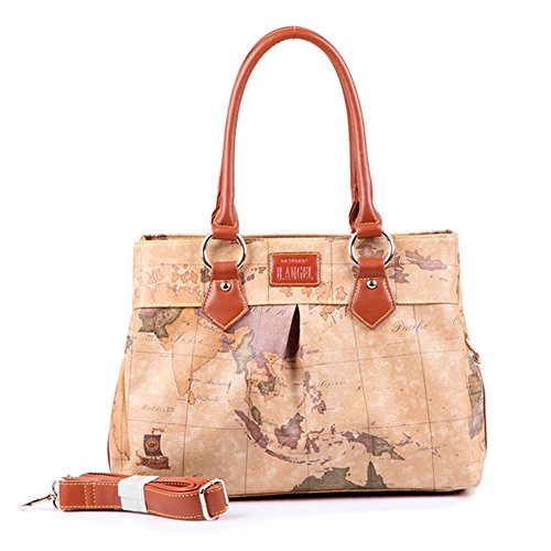 Aibag Korean Vintage Retro World Map Leather Messenger Bag Shoulder Bag