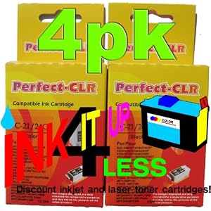 4pk Compatible Canon BCI-21 (2) Color & (2) Black Ink Cartridges. Fits MultiPASS C2500 MultiPASS C3000 MultiPASS C3500 MultiPASS C5000 MultiPASS C530 FAXPHONE B740 BJC-2000 Series BJC-2100 Series BJC-4000 BJC-4100 BJC-4200 Series BJC-4300 Series BJC-4400 and more.