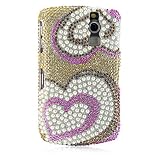 SPARKLING PINK PEARL TWIN HEART FULL DIAMOND RHINESTONE SNAP ON HARD SKIN FACEPLATE BLING COVER CASE FOR BLACKBERRY CURVE 8300 8310 8330