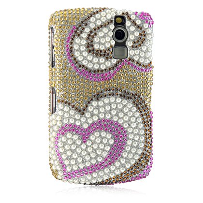 Hearts & Pearls “Crystal Art” bling cover case for Blackberry Curve 8300 8310 8320 8330