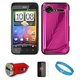 Pink Metallic Cosmo Wave Design Protective Snap-On Case Cover for HTC Droid ....