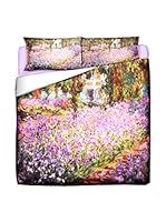 Tele d'autore by MANIFATTURE COTONIERE Juego De Funda Nórdica Monet- Il Giardino Dell'Artista (Lila)