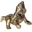 Brass Statue God Ganesha Eating Ladoo 2.5 x 3 x 3 inches