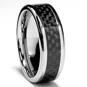7 MM Titanium Ring Wedding Band with Carbon Fiber inlay sizes 8 to 12