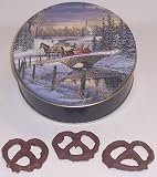Scott's Cakes 1 lb. Milk Chocolate Covered Pretzel in a Sleigh Ride Tin