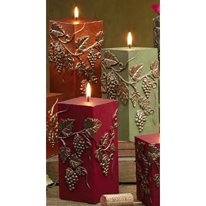 Pack of 6 Square Merlot Scented Grapevine Pillar Candles Assorted - 6 by CC Home Furnishings