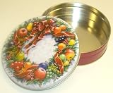 Scott's Cakes Yogurt Pretzels with Christmas Color Non-Pareils in a Mini Christmas Wreath Tin