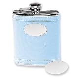 Stainless Steel Faux Leather Light Blue Flask