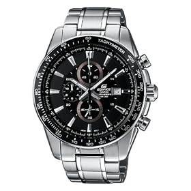 Casio - EF-547D-1A1VEF - �difice - Montre Homme - Quartz Analogique - Cadran Noir - Chronographe - Bracelet en Acier Inoxydable