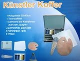 K&Uuml;NSTLER KOFFER mit PALETTE STAFFELEI LEINWAND FARBEN PINSEL - dein-shop