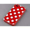 Tinxi H�lle f�r iPhone 4 / 4S Stilvoll Punkt Silikon Gel Gemustert Schutzh�lle Mit Displayschutz Film Und Graues Micro Faser Poliertuch Rot Mit Wei� Punkte