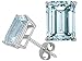 3.00 cts Genuine 8x6 Emerald Cut Aquamarine Earrings - 14kt White or Yellow Gold