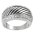 Silvertone Cubic Zirconia-accented Ring
