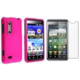 eForCity Hot Pink Snap-on Rubberized Case with Free Screen Protector Compatible with LG Thrill 4G / Optimus 3D