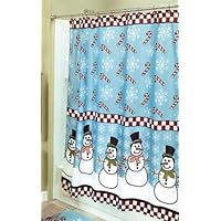 Snowman Snowmen Candy Cane Snowflake Christmas Holiday Shower Curtain
