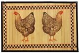 Laser Printed Split Bamboo Chicken Check Placemat 18" x 12" Set / 6