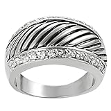 Tressa Silvertone Cubic Zirconia-accented Ring