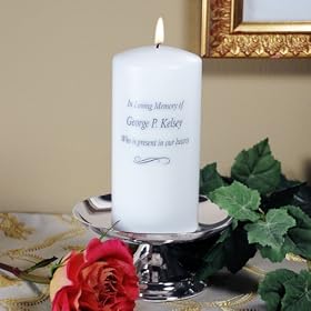 Personalized Memorial Candle & Stand (White) (9H x 3W x 3D) by 