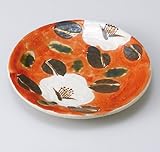 赤濃山茶花5.0丸皿　3個組 【美濃焼　和皿】