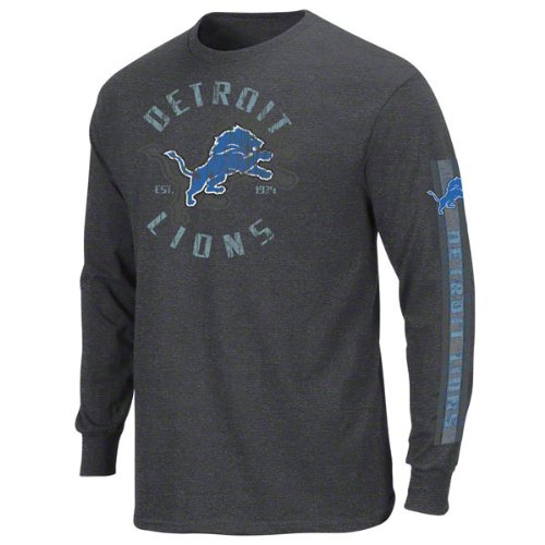 Detroit Lions Charcoal Gridiron Tough III Long Sleeve T-Shirt
