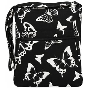 Buy Black White Butterfly Print Messenger Style Bag Purse Handbag by PammyJ Handbag