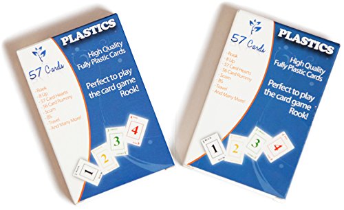 Fully Plastic 57 Cards - 2 Decks: Perfect for Playing the Rook Game