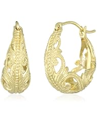 Renata de Dalmas Ornate Cut-Out Scroll Motif Hoop Earrings