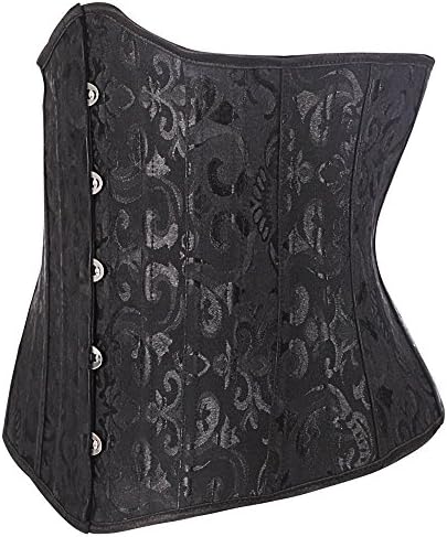 OwoLand Fashion Women's 24 Steel Boned Underbust Waist Cincher Training Underbust Corset, BlackBrocade, XL