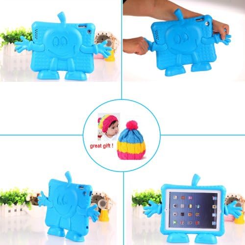 Kid's Light Weight EVA Apple Boy Drop-proof iPad Protective Case with Handles (For iPad 2/iPad 3/iPad 4) + Universal Stylus Pen with fashion hat gift for children, Great Gift! (Blue Apple)
