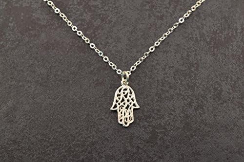 Handmade Hamsa Necklace Sterling Silver 925 Chain Evil Eye Necklace Hand Of Fatima Pendant New