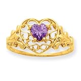 10k Polished Geniune Amethyst Birthstone Ring