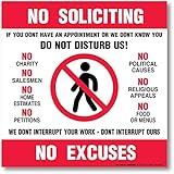 My Sign Center 4 Pack Self Adhesive 4 Mil Vinyl Decal, Legend ─ No Soliciting No Excuses ─ 6" X 6"
