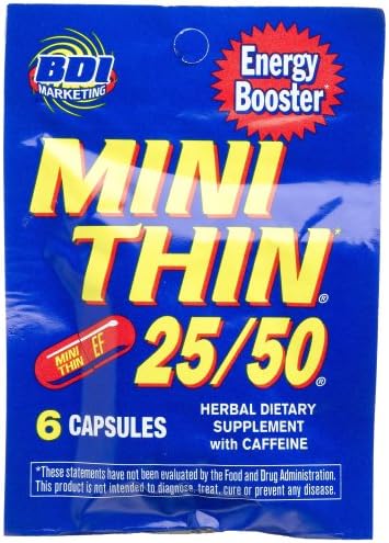 Mini Thin 25/50 EF Energy Booster, 6-Count Capsules (Pack of 24)